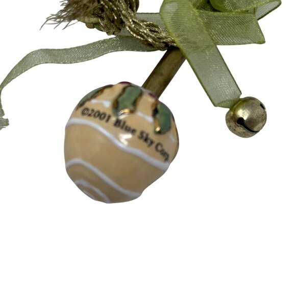 Heather Goldeminc Ceramic Baby Rattle Blue Sky Corp 2001 Polka Dot Floral Design - Picture 6 of 7